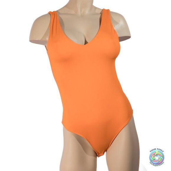 Source Unknown Tops - 🌟 Sun-Kissed Charm: Luxe Feel Orange Medium Bodysuit 🌟
